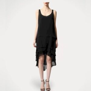 Karl Lagerfeld For H&M silk Black Sleeveless Asymmetric Dress Size 4 layered
